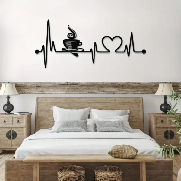 1pc Classic Coffee Heartbeat Metal Wall Sign