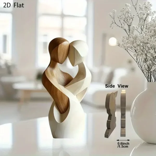 2D Flat Elegant Wooden Couple Statue Decor