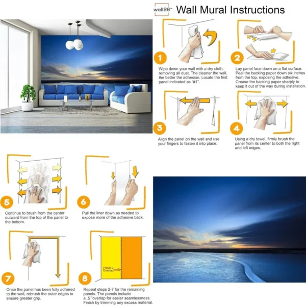 Sunset Beach Scene Removable Self-Adhesive Wallpaper - 66x96 inches,