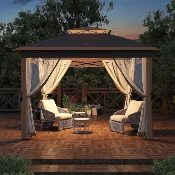 11x11 Pop Up Gazebo Tent with Mosquito Netting,