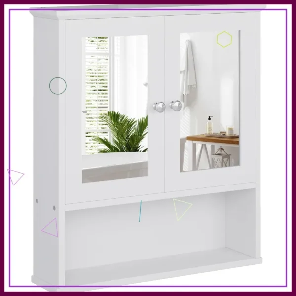 Wood Medicine Cabinet with Mirror Doors