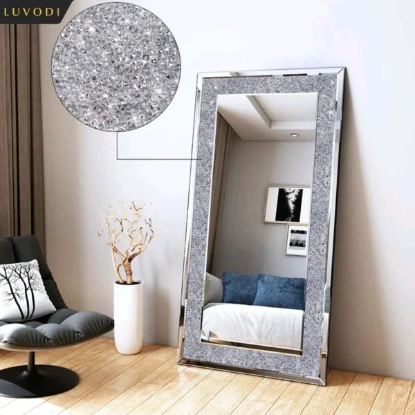 LUVODI Large Silver Sparkly Crystal Rhinestone