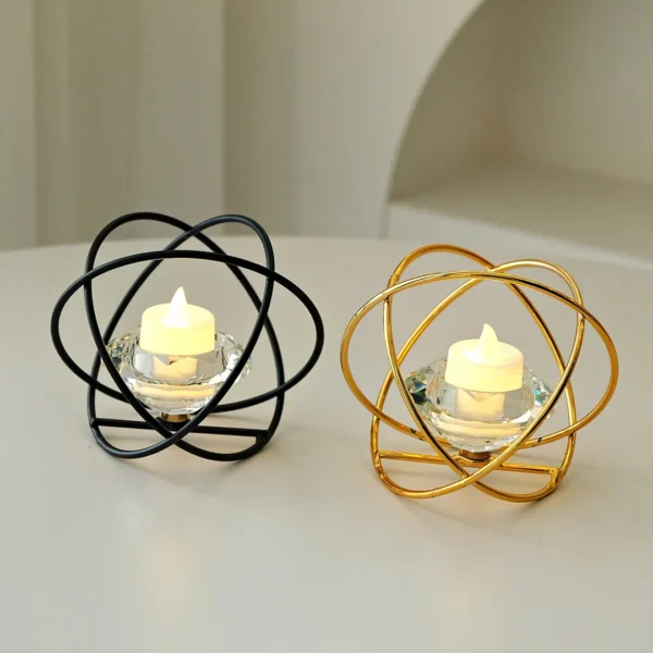 Geometric Iron Candle Holder, Light Luxury Crystal