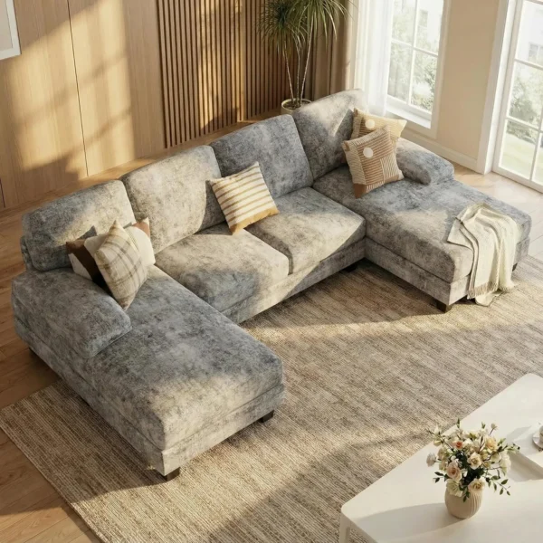 U-shaped Sectional Sofa, Comfortable Chenille