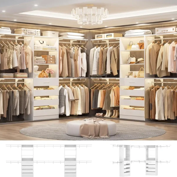 Closet System with Drawers Set of 2, Wood Customized